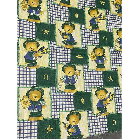 Cowboy Teddy Bears, Bedsheet, 59x45", Western Style, Cute Characters, - Picture 2 of 4